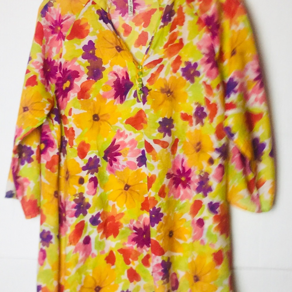 Floral Grand & Green Blouse, size L